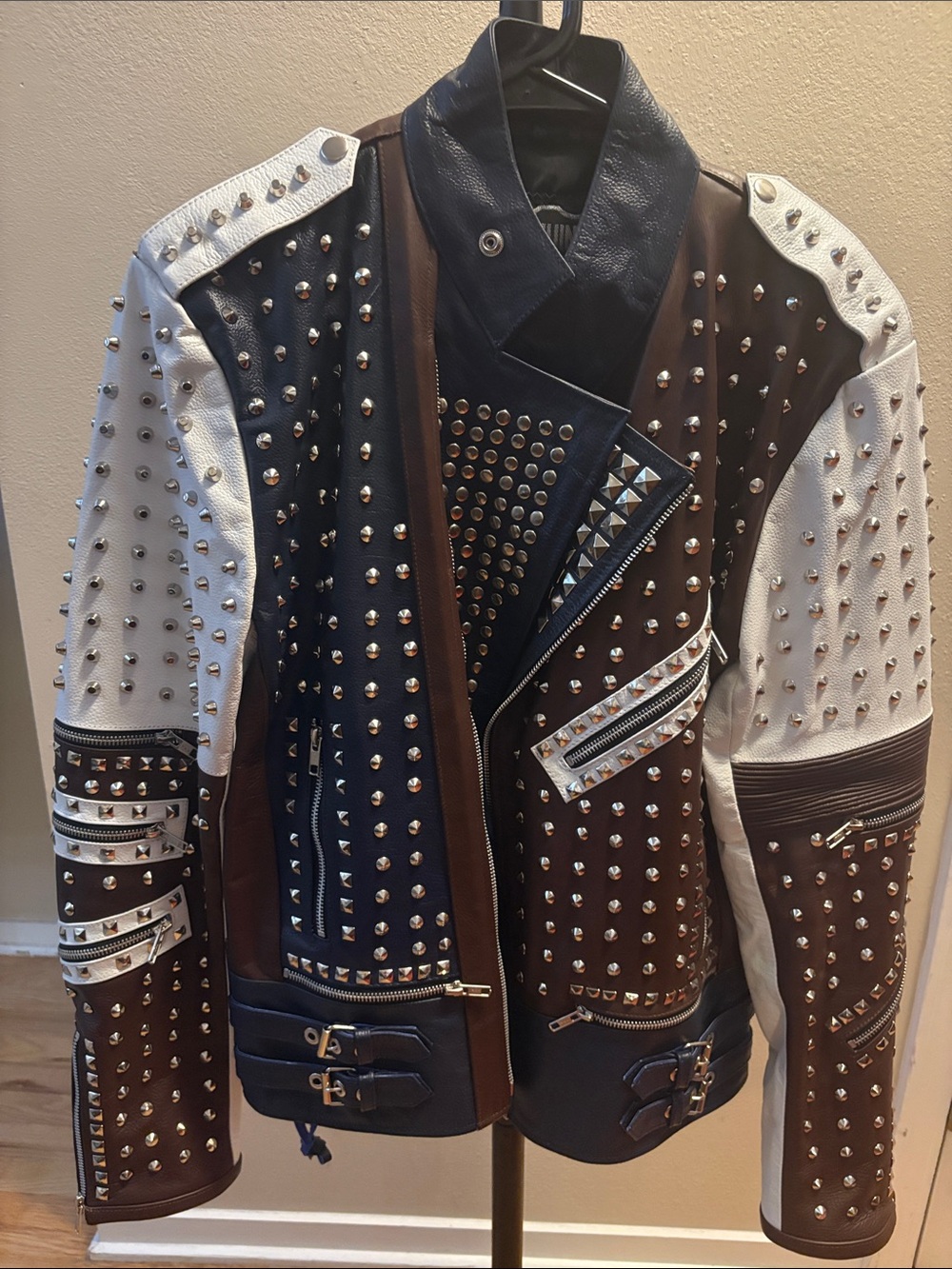 Studded Multi-Color Leather Jacket - Men's